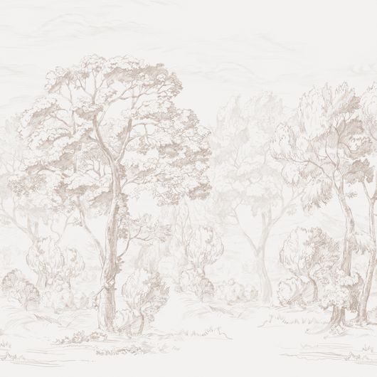 Панно "Sketch" арт.ETD9 002, из коллекции Etude, фабрики Loymina, с карандашным наброском леса, обои для столовой, заказать онлайн